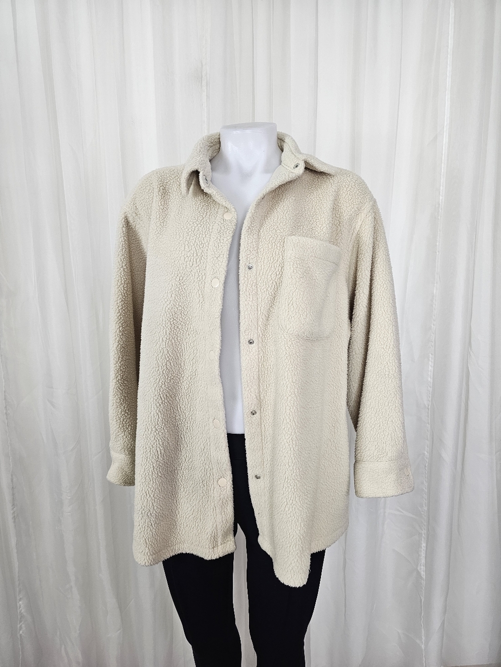 Asos Cream Oversized Sherpa Shacket Jacket 6 Petite
